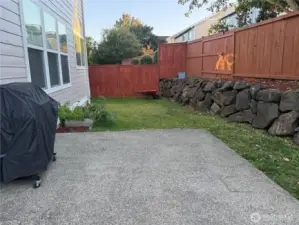 Fenced yard with patio