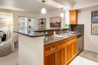 The Kitchen is open to the living space.