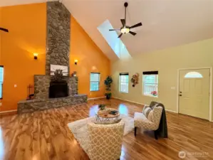 Back on the main floor, there's a back door leading to the covered back deck.