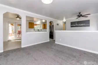 Open to the kitchen and dining room