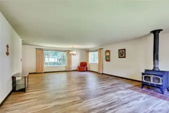 Living room with wood stove