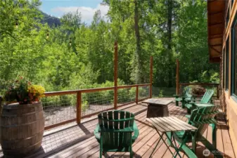 Back deck with room for relaxing and mountain viewing.