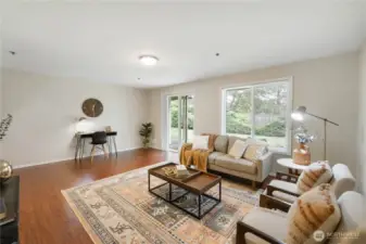 There is plenty of light down here, as well as access to your private patio.