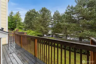 This is the large deck on the main floor of the condo.