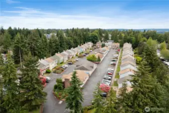 An aerial view of this small, friendly community.