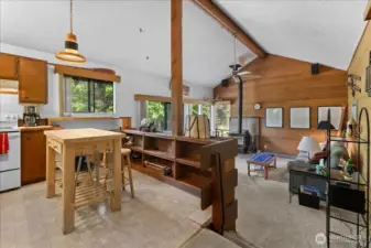View of the living space from the kitchen