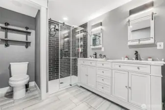 Newly installed 3/4 bath on lower level.