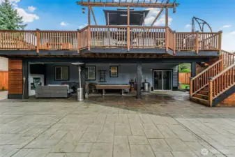 Best for last! If you enjoy outdoor living and entertaining, this is perfect. Featuring: a tv lounging area and plenty of room for pool table and BBQ all under an extra large entertainment sized deck. (Pool table can stay)