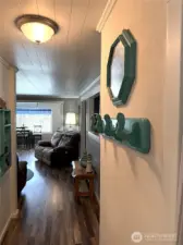 Looking down the hall to the living room.