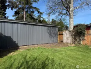 Facing northwest in back yard.