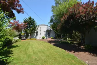 Fenced landscaped back yard