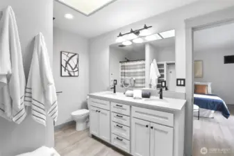 New vanity and fixtures here too