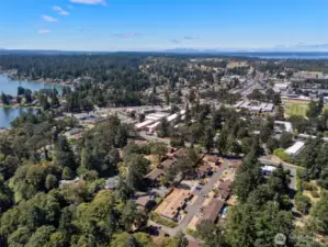 Aerial view Lake Steilacoom nearby
