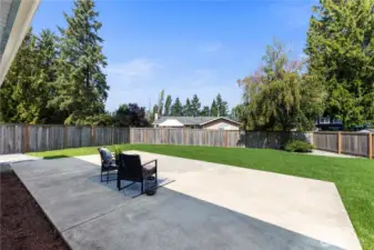 HUGE rear patio that was poured in Sept. '21.  A great spot for future entertaining! And the large back yard holds a plethora of options to personalize and make it your own! The high cost stuff is done!