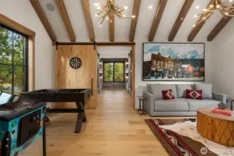 Game room leading you into the bunk room