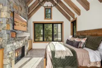 Jr Suite with gas fireplace and vaulted ceiling