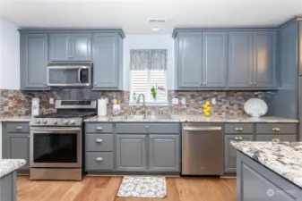 Fully remodeled kitchen with pull out drawers inside soft close cabinets