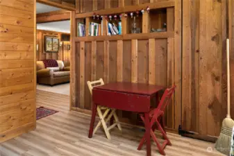 The kitchen is large enough to have a breakfast table off to the side.