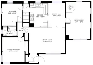 Main floor plan - dimensions are approximate