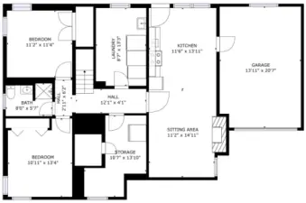 Lower floor plan - dimensions are approximate