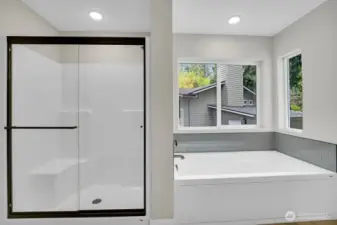 Primary bath with shower and tub