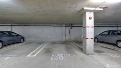 Large parking spot in secured garage