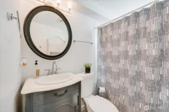 Lower-level bathroom.