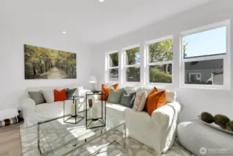 Living room w/abundant natural light - 8040 19th Ave NW, Seattle, WA 98117