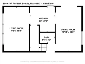 Main Level floor plan - 8040 19th Ave NW, Seattle, WA 98117