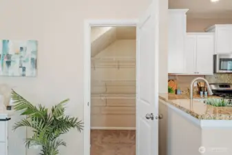 Shelves and extra storage space makes this area a bonus.  You'll be surprised how big it is.