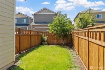 Fully fenced side yard is perfect for homeowners looking for a low maintenance upkeep.