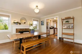 Dining room opens to kitchen.