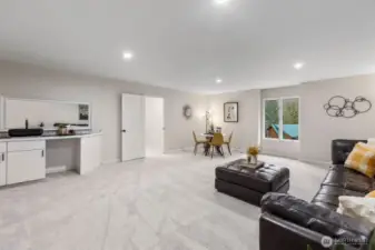 With sink and room for beverage fridge