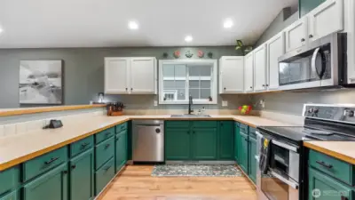 Upgraded stainless steel appliances throughout the kitchen