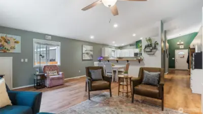 Great room, looking towards the kitchen
