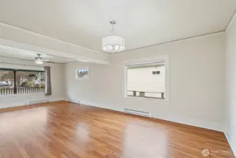 Spacious living room with tons of natural light.