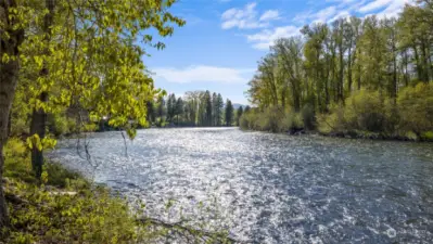 Looking West upriver. Sit riverfront and enjoy the iconic PNW sunsets throughout the year.