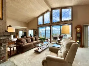 Unparalleled 180-degree views of Mt Baker, Utsalady Bay, Whidbey and even Whistler can be seen from this gorgeous custom built home.