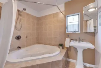 Jetted Tub with a shower too