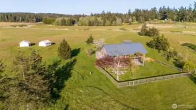 Aerial view of the home from the south