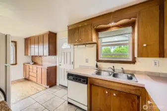 Kitchen with back door