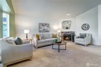 Vaulted ceilings, cozy fireplace...