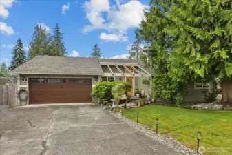 1 level home, large driveway and new garage door