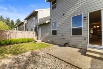 Backyard has easy access to the garage