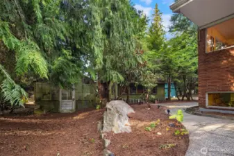 Side Yard showing Work Shop & Glass Garden Potting Shed