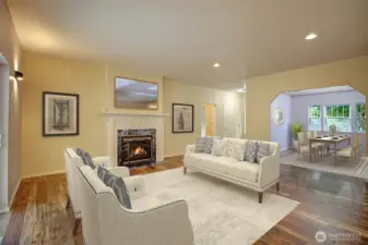 Virtually staged beautiful design & cozy propane fireplace!