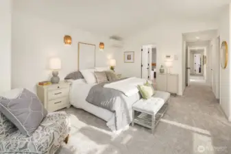 Large Primary Suite with Walk-in Closet, 5 Piece Bath and View Deck