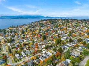 Drone Shot Showing Proximity to Sound and Solar Panels