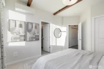 Primary is isolated on one side of the bedroom floor with secondary bedrooms on the other.