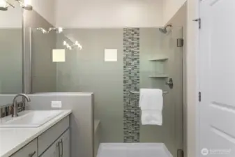 Large walk in shower.